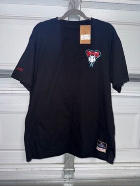 Mitchell & Ness Black Short-Sleeve Tee with Cobra Chest Patch